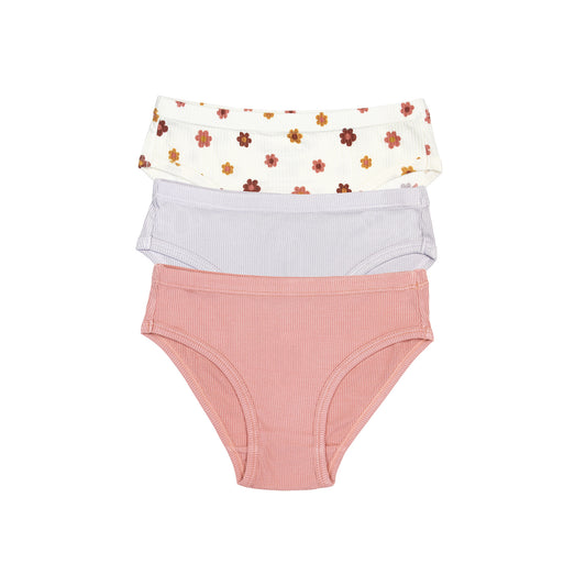 Pink Daisies, Mauve and Lilac Underwear 3 Pack
