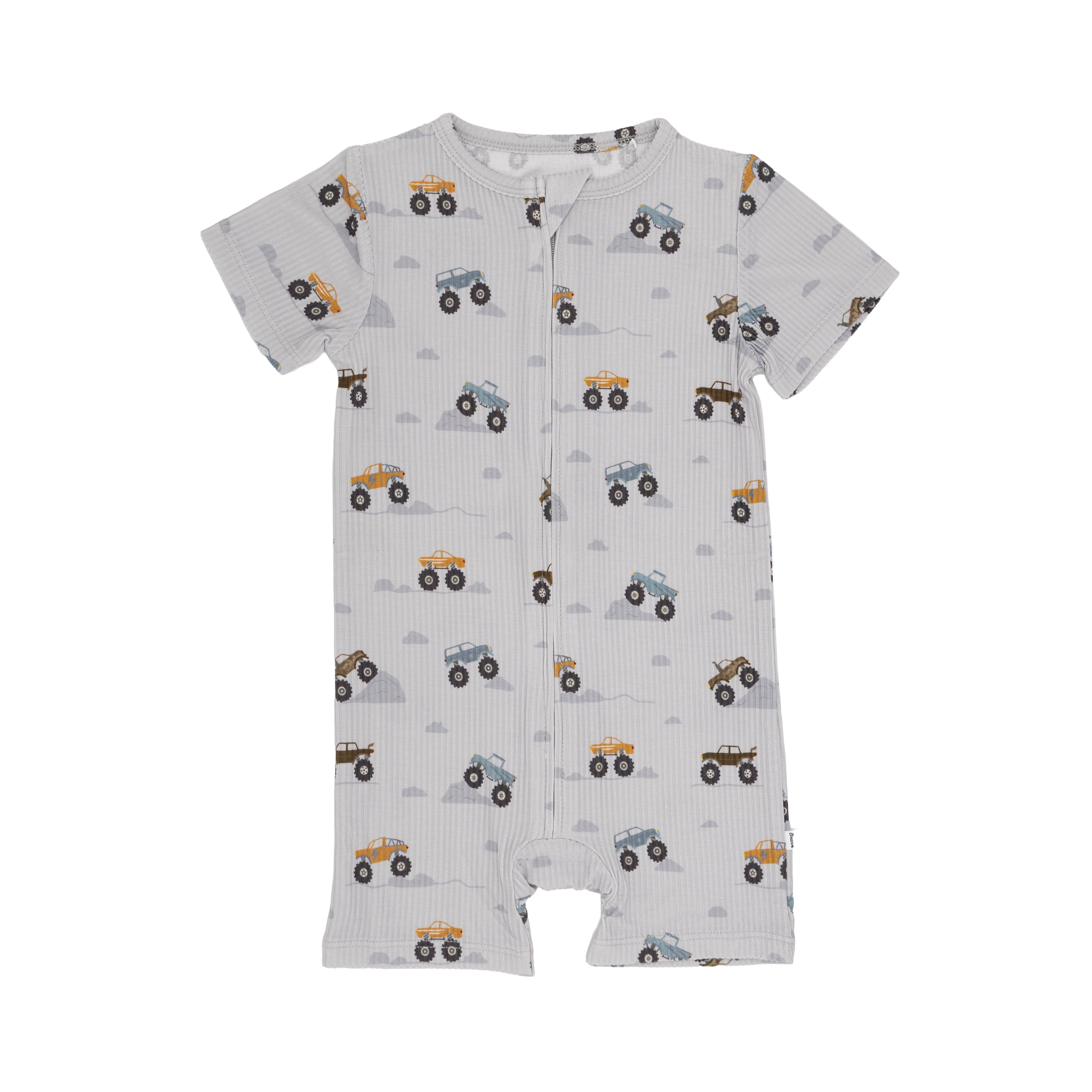 Monster Trucks Small Ribbed Summer Zip Romper