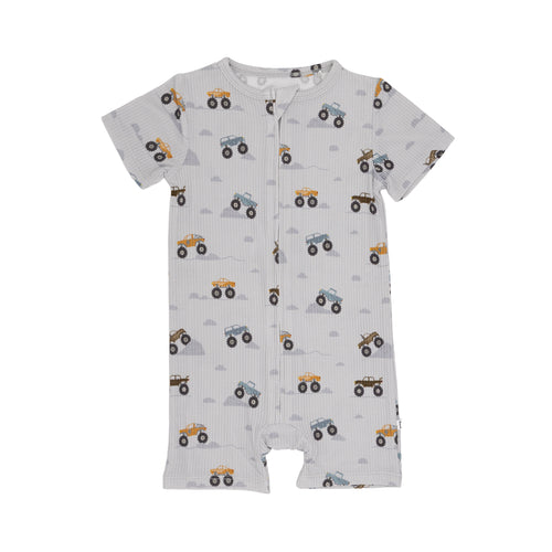 Monster Trucks Small Ribbed Summer Zip Romper