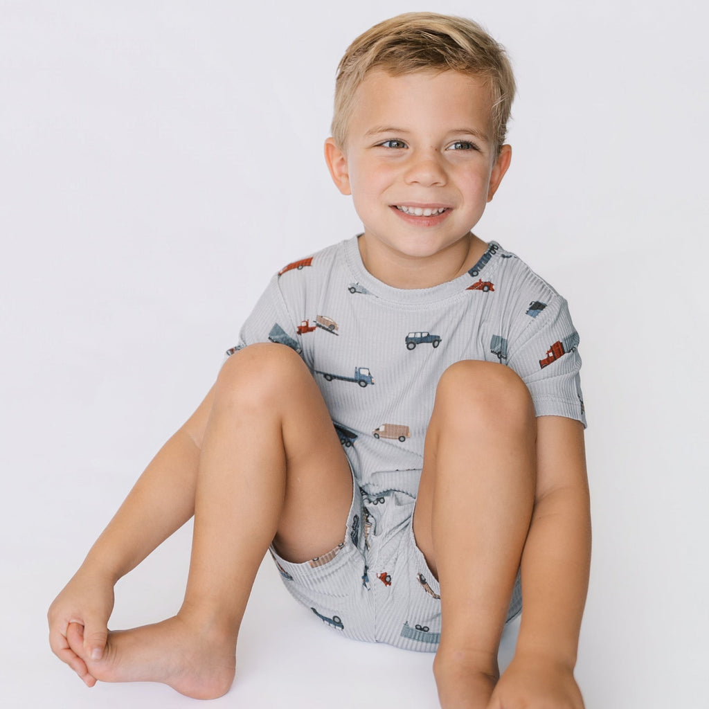 Road Vehicles Small Ribbed Shorts Two-Piece Set