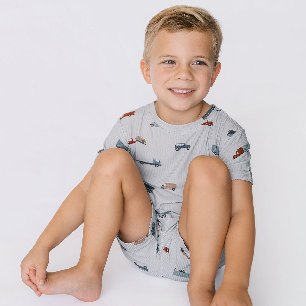 Road Vehicles Small Ribbed Shorts Two-Piece Set