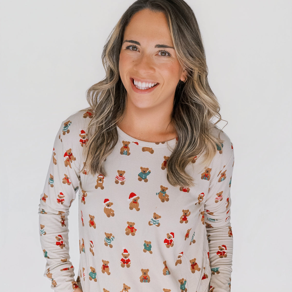 Teddy Bear Small Ribbed Women's Long Sleeve Top