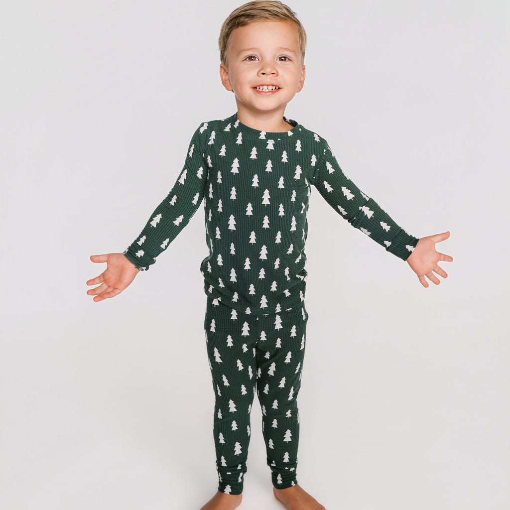 Christmas Trees Small Ribbed Two-Piece Set