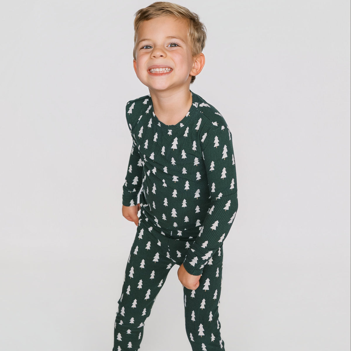Christmas Trees Small Ribbed Two-Piece Set
