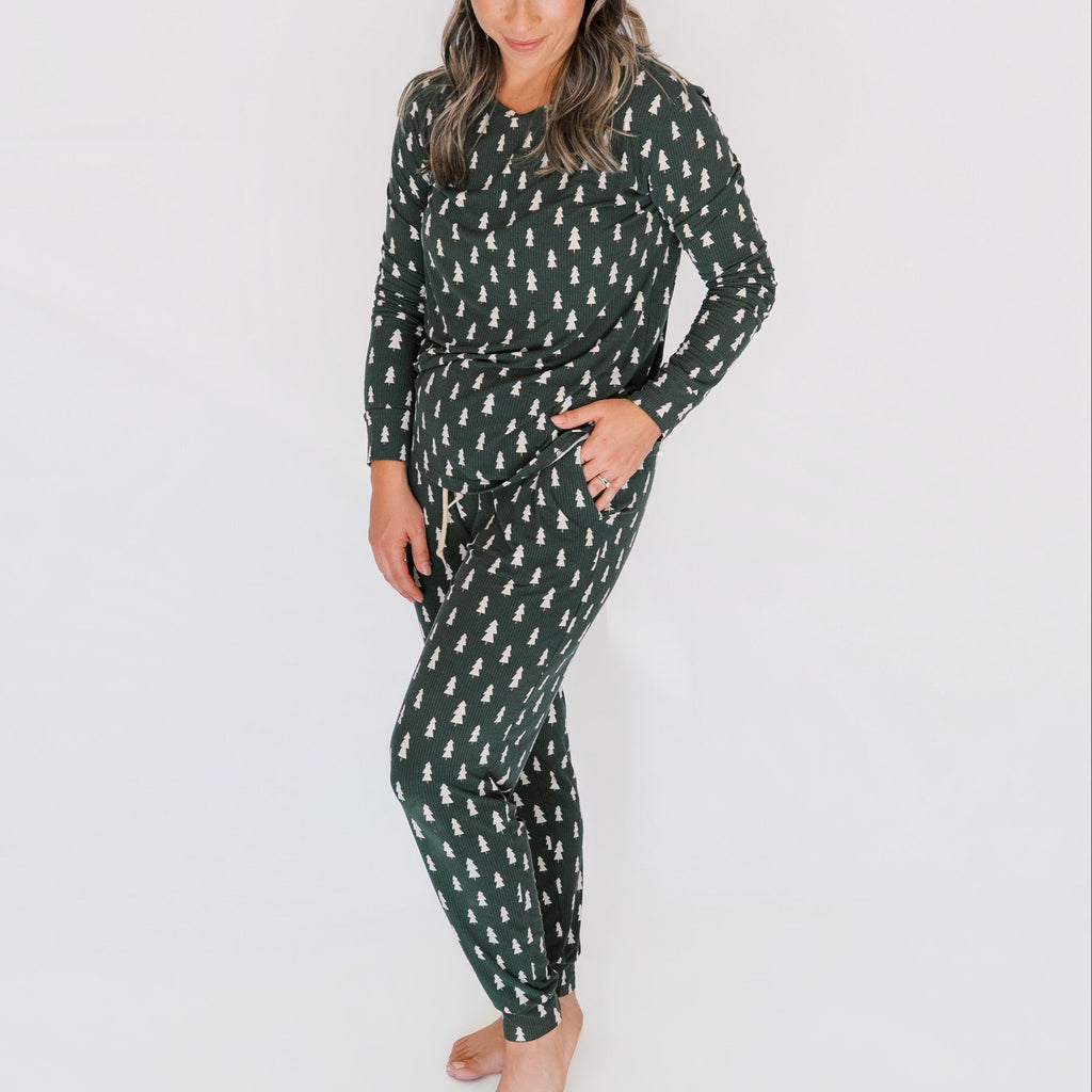Christmas Trees Small Ribbed Women's Pants