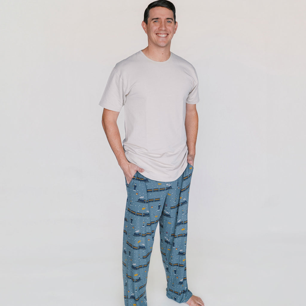 Christmas Trains Small Ribbed Men's Pants