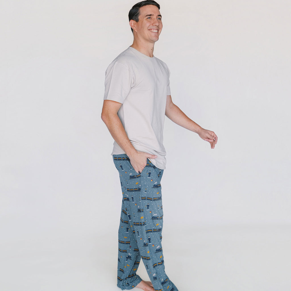Christmas Trains Small Ribbed Men's Pants