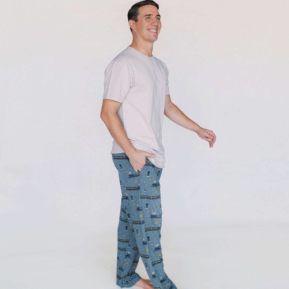 Christmas Trains Small Ribbed Men's Pants