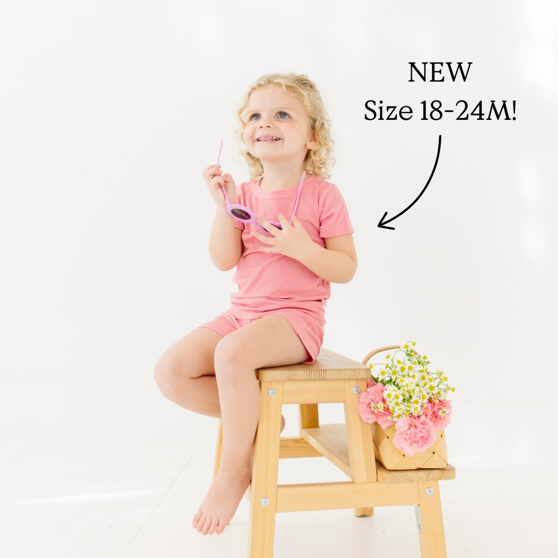 Peony Pink Small Ribbed Shorts Two-Piece Set