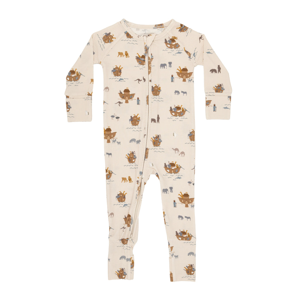 Noah's Ark Small Ribbed Zip Romper
