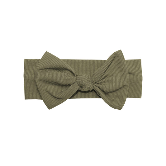 Olive Small Ribbed Bow