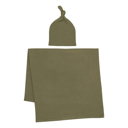 Olive Small Ribbed Swaddle Set