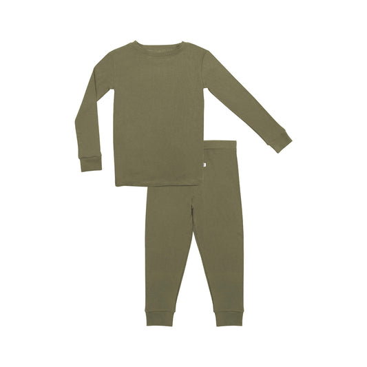 Olive Small Ribbed Two-Piece Set
