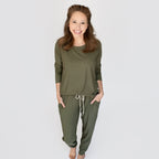 Olive Small Ribbed Women's Matching Set