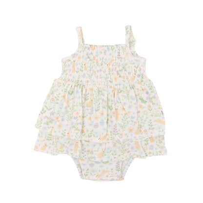 Pastel Bunnies Small Ribbed Ruffle Romper