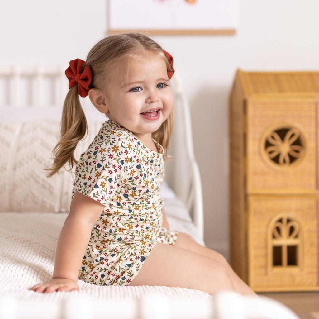 Cream Floral Shorts Two-Piece Set