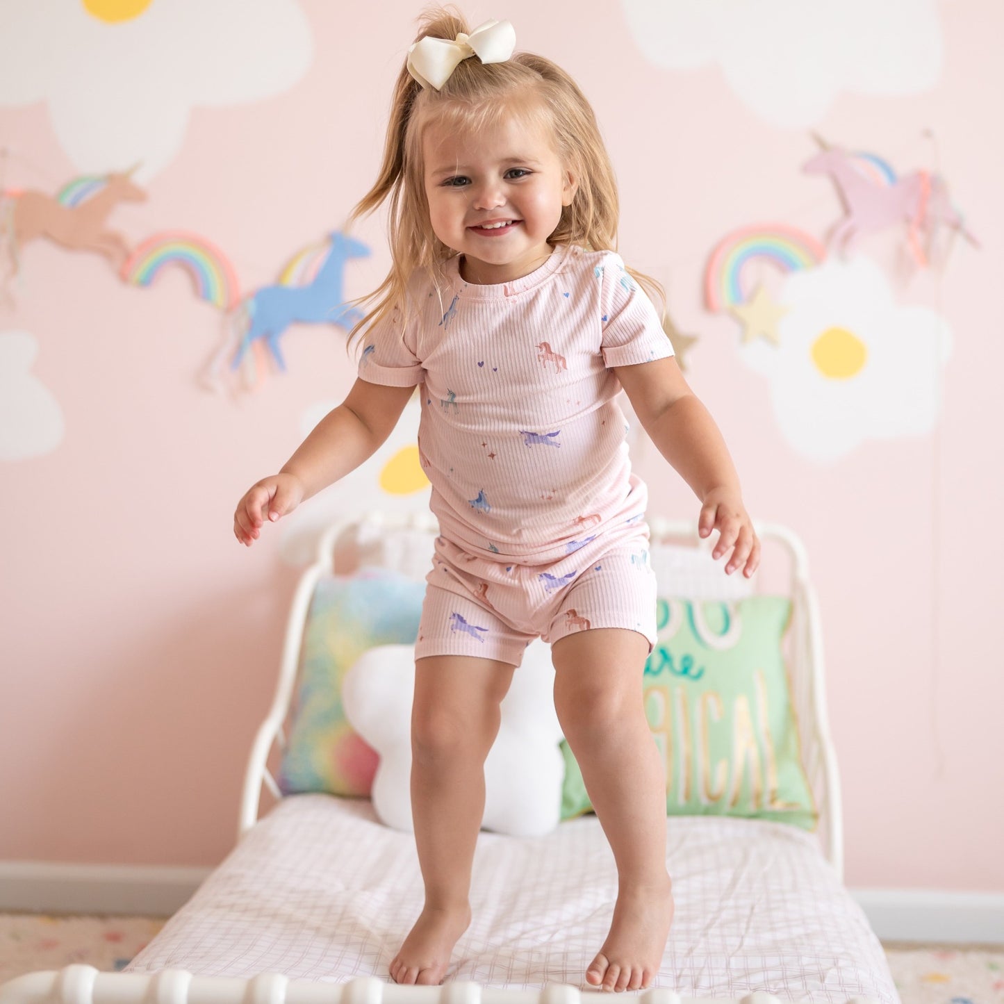 Unicorns Small Ribbed Shorts Two-Piece Set