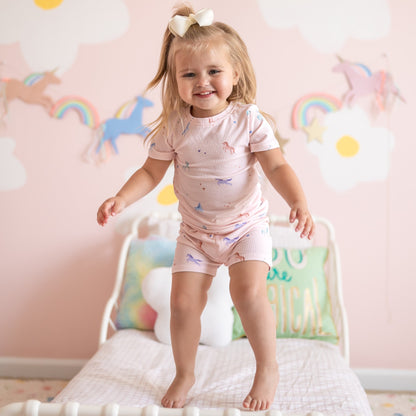 Unicorns Small Ribbed Shorts Two-Piece Set