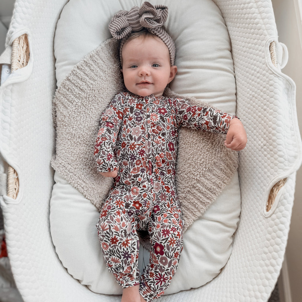 Fall Blooms Small Ribbed Zip Romper