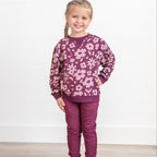 Deep Plum Floral Bamboo French Terry Pullover & Jogger Set