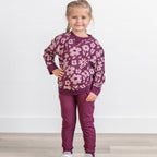 Deep Plum Floral Bamboo French Terry Pullover & Jogger Set