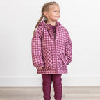 Deep Plum Gingham Puffer Jacket