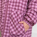 Deep Plum Gingham Puffer Jacket