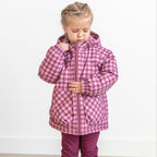 Deep Plum Gingham Puffer Jacket