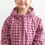 Deep Plum Gingham Puffer Jacket