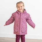 Deep Plum Gingham Puffer Jacket