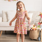 Summer Blooms Small Ribbed Flutter Sleeve Dress