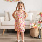 Summer Blooms Small Ribbed Flutter Sleeve Dress