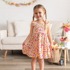 Summer Blooms Small Ribbed Flutter Sleeve Dress