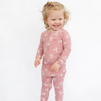 Mauve Blooms Small Ribbed Zip Romper