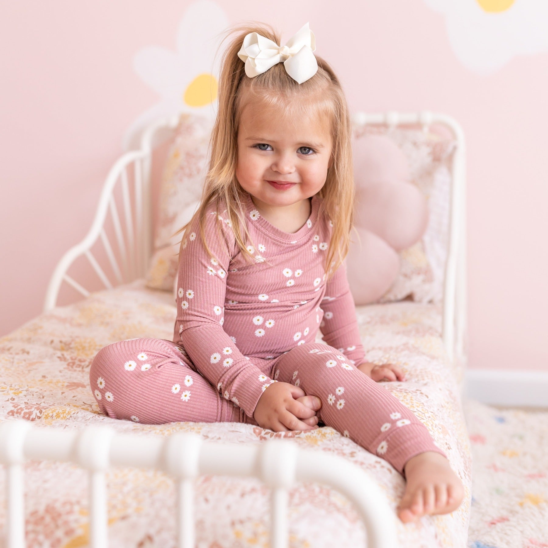 Mauve Blooms Small Ribbed Two-Piece Set