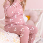 Mauve Blooms Small Ribbed Two-Piece Set