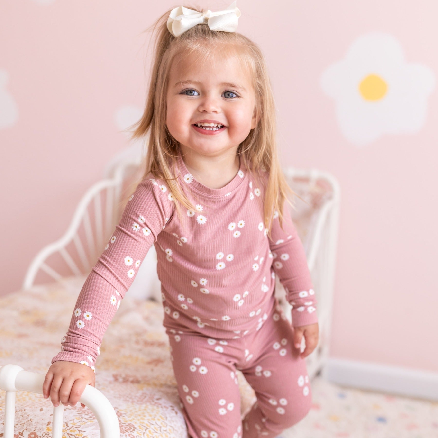 Mauve Blooms Small Ribbed Two-Piece Set