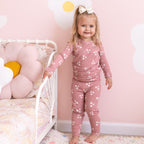 Mauve Blooms Small Ribbed Two-Piece Set