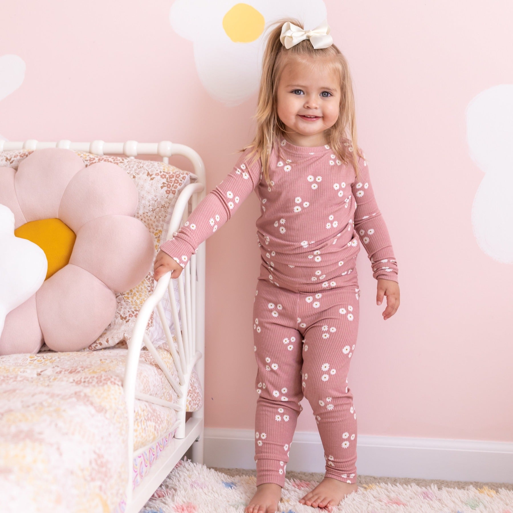 Mauve Blooms Small Ribbed Two-Piece Set