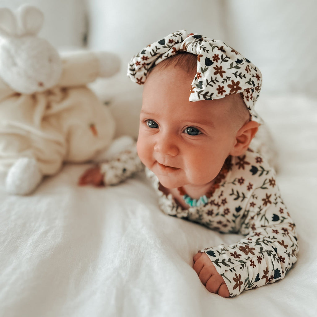 Cream Floral Zip Romper