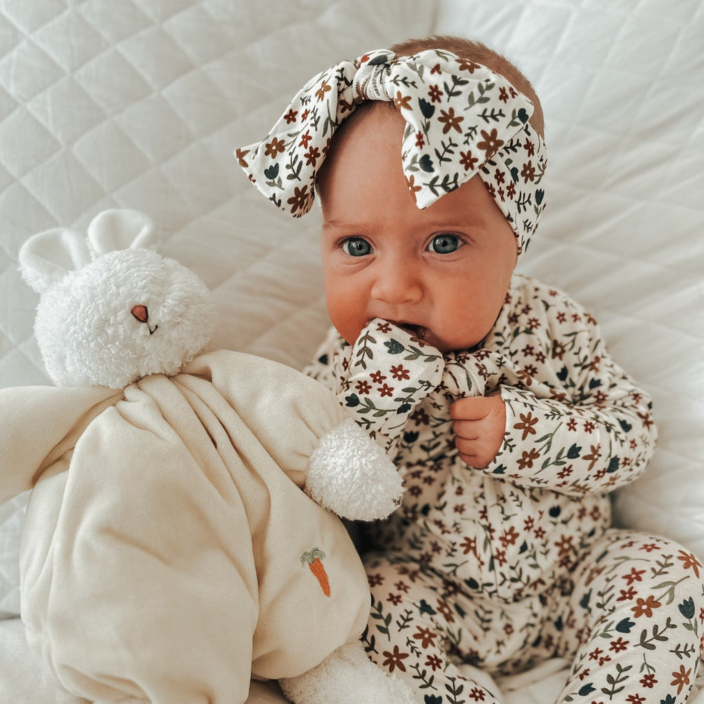 Cream Floral Zip Romper