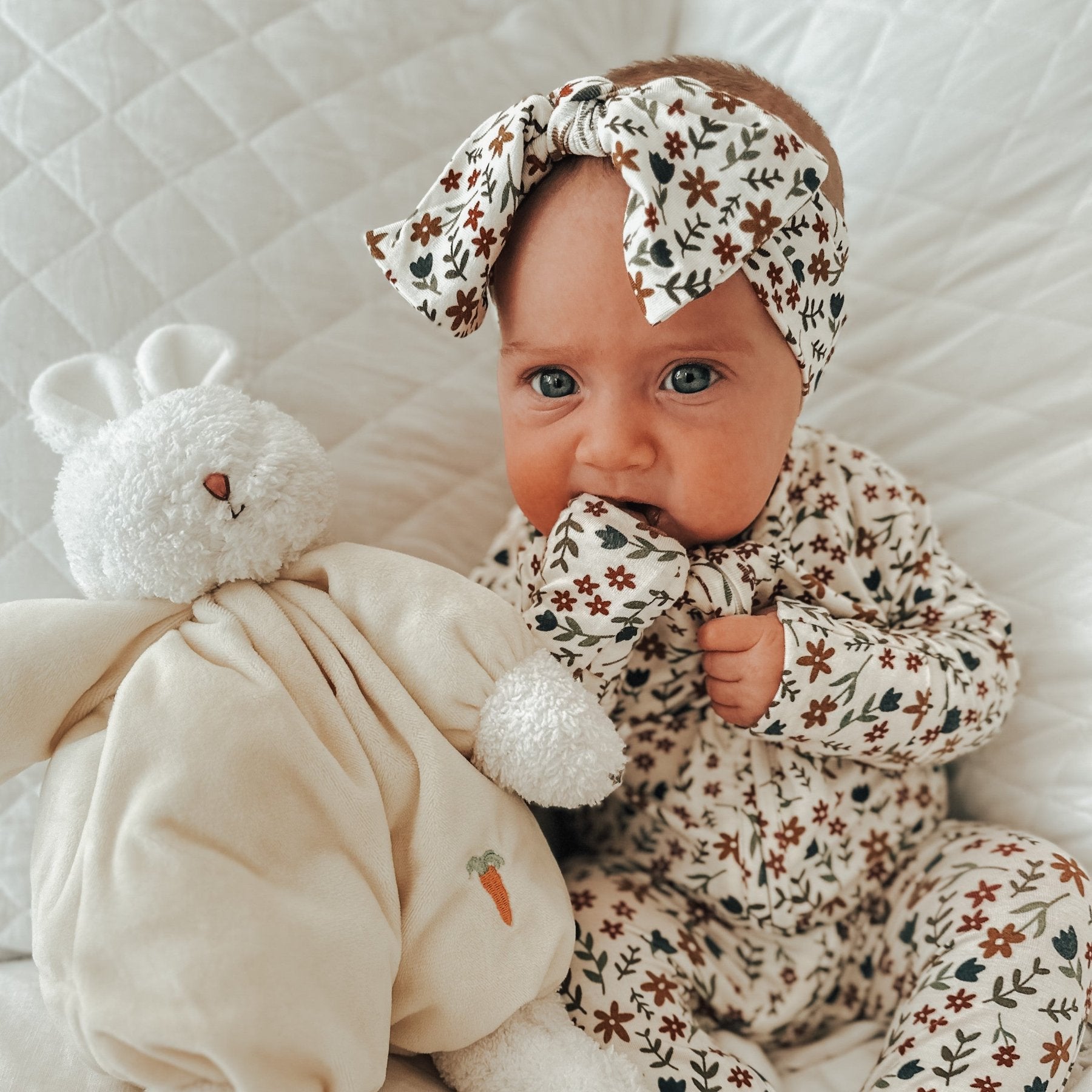 Cream Floral Zip Romper