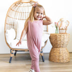 Mauve Small Ribbed Harem Romper