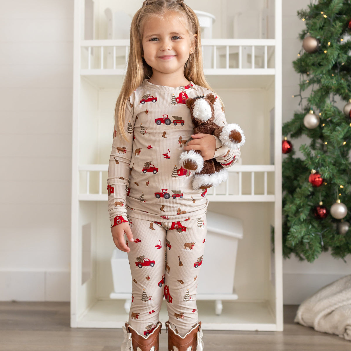 Country Christmas Small Ribbed Two-Piece Set