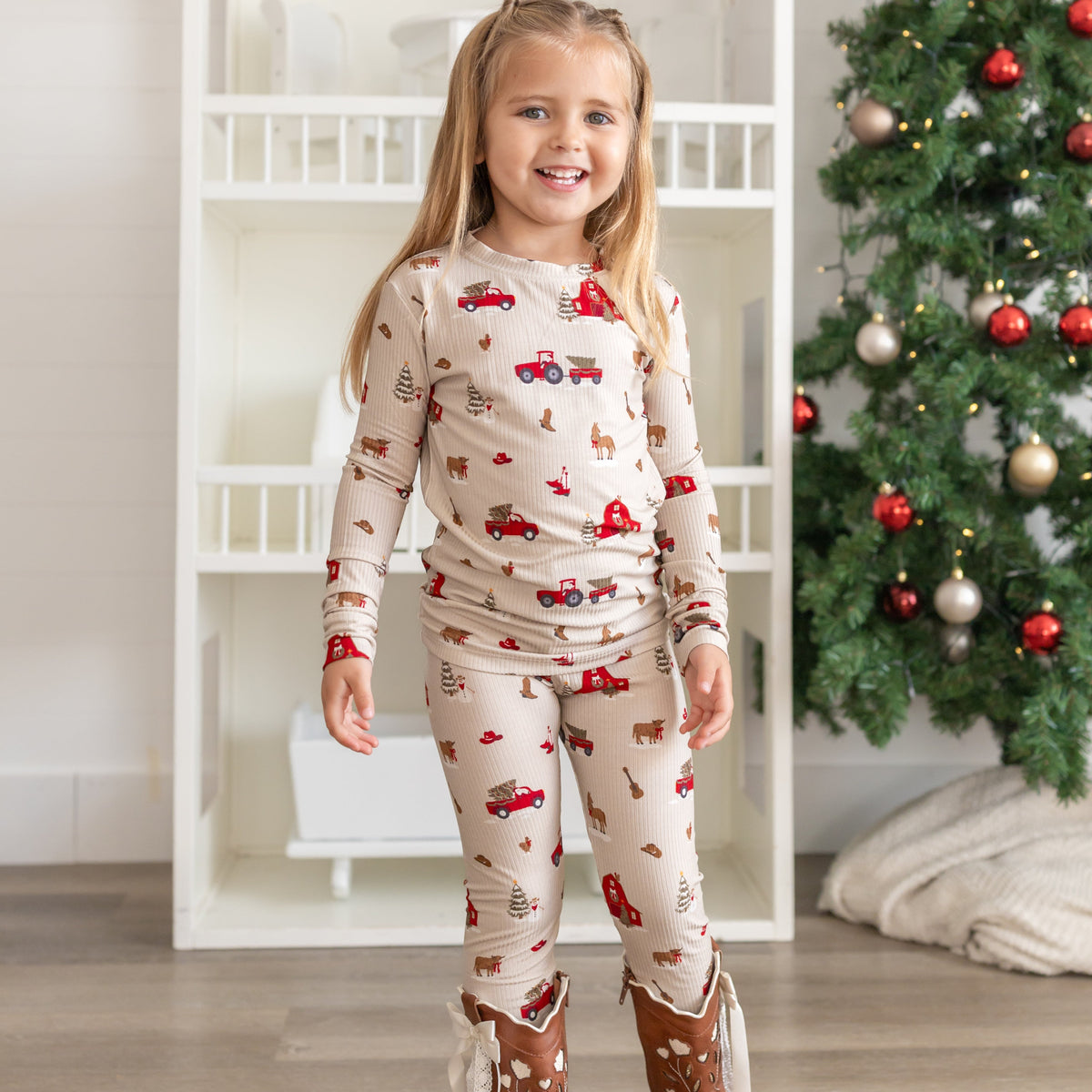 Country Christmas Small Ribbed Two-Piece Set