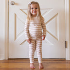 Tan Wide Stripe Small Ribbed Two-Piece Set