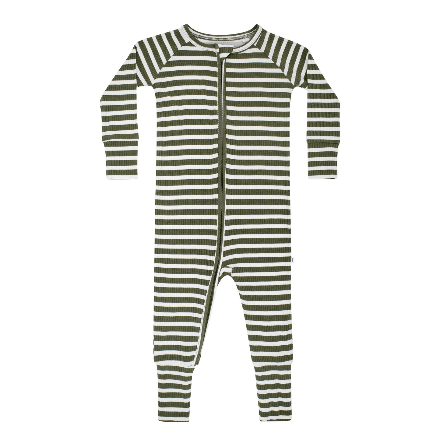 Pine Green Big Stripe Zip Romper