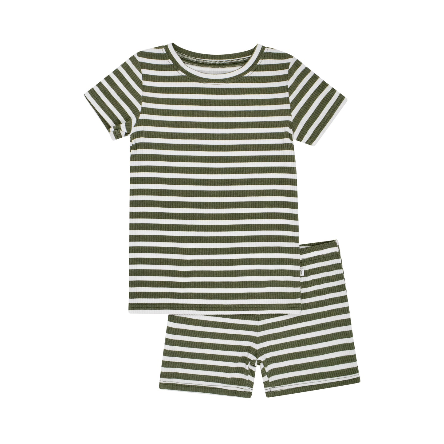 Pine Green Big Stripe Shorts Two-Piece Set