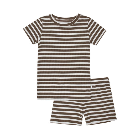 Pinecone Big Stripe Small Ribbed Shorts Two-Piece Set