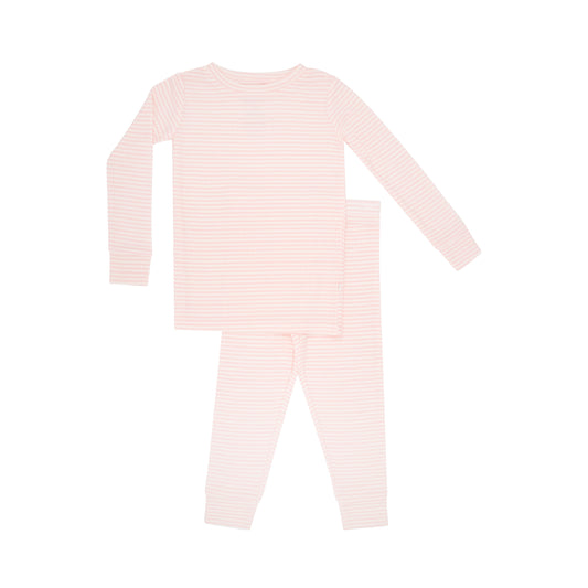 Pink Small Stripe Ribbed Two-Piece Set